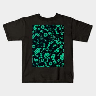 Halloween Pattern Art Design Green Kids T-Shirt